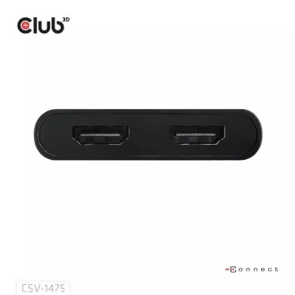 Club3D Video Hub USB-C/A és 2xHDMI 2.0, kettős monitor, 4K60Hz (M/F)