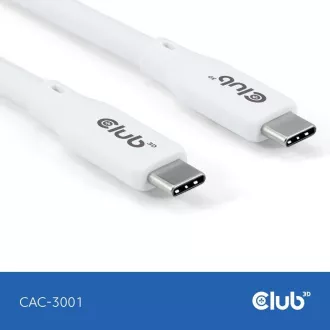 Club3D USB-C 4.0 kábel, 20Gbps, 4K60Hz, PD 240W, 2m, fehér