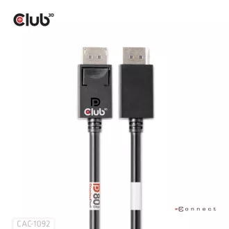 Club3D DisplayPort 2.1 - DisplayPort 2.1 kábel, VESA DP80, 4K240Hz/8K60Hz/10K60Hz (M/M), 1,6m, fekete, 1,6m, fekete