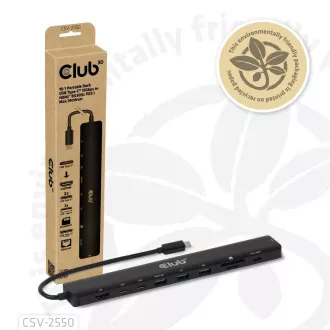 Club3D USB-C 10in1 dokkolóállomás, 140W PD, 1xHDMI, 3xUSB-C, 3xUSB, 1xRJ45, fekete, fekete