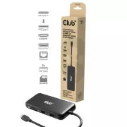 Club3D dokkolóállomás USB-C 8v1, 1xHDMI, 1xDP, 1xUSB-C, 2xUSB, 1xRJ45, fekete, fekete