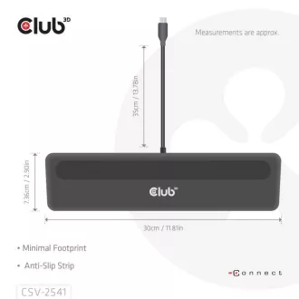 Club3D dokkolóállomás USB-C 12v1, 2xHDMI, 1xDP, 2xUSB-C, 3xUSB, 1xRJ45, 1x3.5mm, fekete, 1xRJ45, 1x3.5mm, fekete