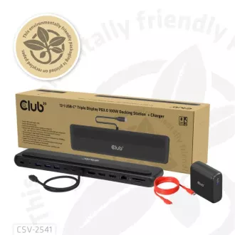 Club3D dokkolóállomás USB-C 12v1, 2xHDMI, 1xDP, 2xUSB-C, 3xUSB, 1xRJ45, 1x3.5mm, fekete, 1xRJ45, 1x3.5mm, fekete