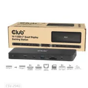 Club3D dokkolóállomás USB-C 14v1, 2xHDMI, 2xDP, 3xUSB-C, 1xUSB-C PD, 2xUSB, 1xRJ45, 1x3.5mm, microSD/SD, fekete színű