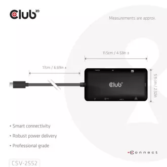 Club3D dokkolóállomás USB-C 9v1, 2xHDMI, 1xUSB-C, 1xUSB-C PD, 2xUSB, 1xRJ45, microSD/SD, fekete színben