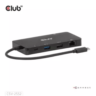 Club3D dokkolóállomás USB-C 9v1, 2xHDMI, 1xUSB-C, 1xUSB-C PD, 2xUSB, 1xRJ45, microSD/SD, fekete színben