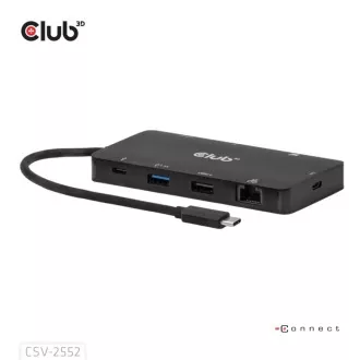 Club3D dokkolóállomás USB-C 9v1, 2xHDMI, 1xUSB-C, 1xUSB-C PD, 2xUSB, 1xRJ45, microSD/SD, fekete színben