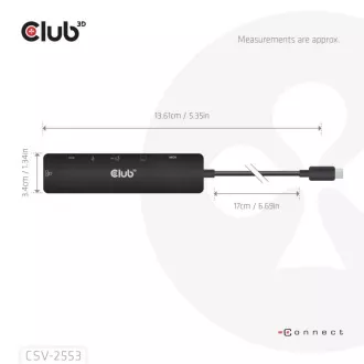 Club3D dokkolóállomás USB-C 7in1, 1xHDMI, 1xUSB-C PD, 2xUSB, 1xRJ45, microSD/SD, fekete színben