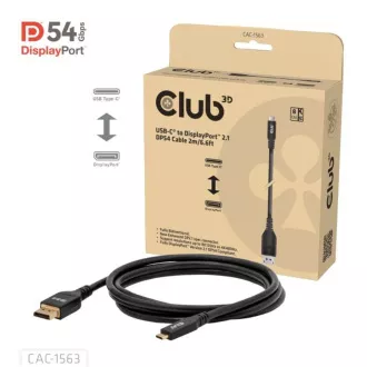 Club3D USB-C és DisplayPort 2.1 DP54 kétirányú kábel, 8K120Hz, 4K480Hz, 2m