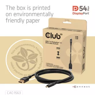 Club3D USB-C és DisplayPort 2.1 DP54 kétirányú kábel, 8K120Hz, 4K480Hz, 2m