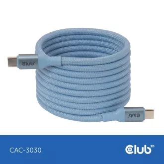 Club3D mágneses USB-C kábel, 240W PD3.1, 480 Mbps, 2m, kék