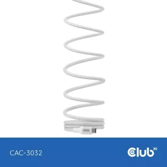 Club3D mágneses USB-C kábel, 240W PD3.1, 480 Mbps, 2m, fehér