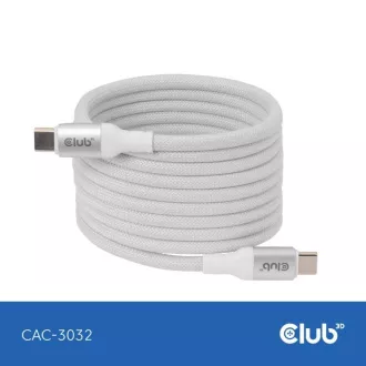 Club3D mágneses USB-C kábel, 240W PD3.1, 480 Mbps, 2m, fehér