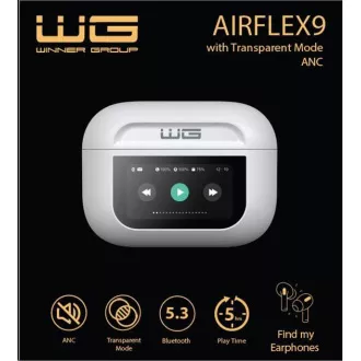 WG - Bluetooth fejhallgató WG AirFlex 9 kijelzővel, Avatar, ANC, fehér színben