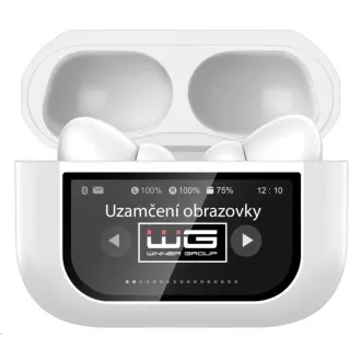 WG - Bluetooth fejhallgató WG AirFlex 9 kijelzővel, Avatar, ANC, fehér színben