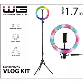 WG - Vlog Kit alapkészlet videoblogok készítéséhez, RGB LED fénnyel és 1,7 méteres állvánnyal WG - Vlog Kit alapkészlet videoblogok készítéséhez, RGB LED fénnyel és 1,7 méteres állvánnyal