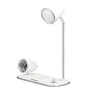 WG - Led lámpa vezeték nélküli töltéssel és bluetooth hangszóróval WG Retro Kathie, fehér