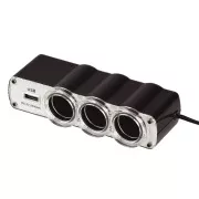 WG - Autótöltő, hub, 3x 12V-os szivargyújtó aljzat   1x USB-A, hosszabbítóval
