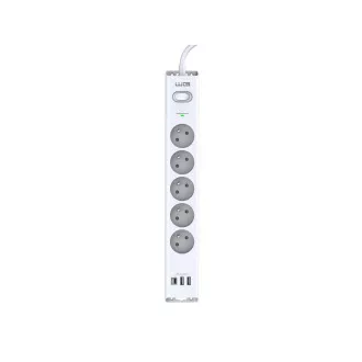 WG - Túlfeszültségvédő 5 slot 2x USB-A 1x USB-C, kábel 1, 5 méter, fehér WG - Túlfeszültségvédő 5 slot 2x USB-A 1x USB-C, kábel 1, 5 méter, fehér