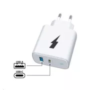 WG - Hálózati töltő 2x USB 38W, 1x USB-C PD 20W   1x USB-A QC 3.0 18W, fehér színben
