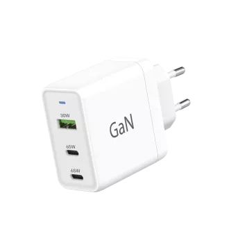 WG - GaN hálózati töltő 3x USB, 1x USB-A 30W   2x USB-C 65W, fehér