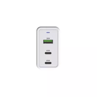 WG - GaN hálózati töltő 3x USB, 1x USB-A 30W   2x USB-C 65W, fehér