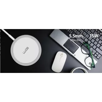 WG - Vezeték nélküli töltő FAST MAGNET 15W, kerek, fehér