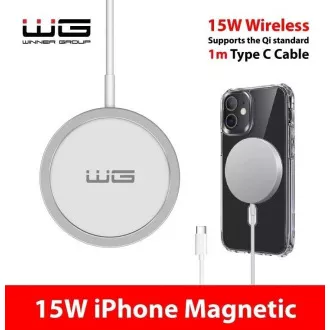 WG - Vezeték nélküli töltő FAST MAGNET 15W, kerek, fehér