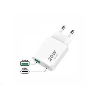 WG - Hálózati töltő 2x USB, 1x USB-C PD 20W   1x USB-A QC3.0 18W, fehér színben