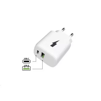 WG - Hálózati töltő 2x USB, 1x USB-C PD PPS 3.0 30W   1x USB-A QC4 18W, fehér színben