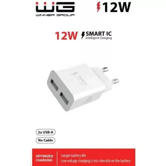 WG - Hálózati töltő 2x USB-A 2, 4A, fehér WG - Hálózati töltő 2x USB-A 2, 4A, fehér