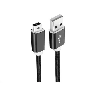 WG - Adatkábel USB Mini-B (5 pólusú)-USB-A / 1m / nejlon fonott / fekete