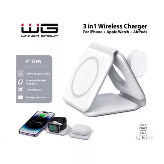 WG - WGMaxFlex 3in1 vezeték nélküli töltő / Összecsukható / 15W 5W 2.5W / WG 42 / fehér