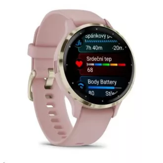 Garmin Venu® 3S, Puha arany rozsdamentes acél lunetta, Dust Rose tok, szilikon szíj