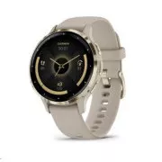 Garmin Venu® 3S, Puha arany rozsdamentes acél lunetta, francia szürke tok, szilikon szíj