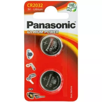 PANASONIC lítium elem (gombos) CR-2032EL / 2B 3V (buborékfólia 2db)