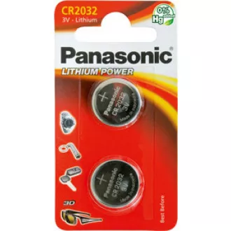 PANASONIC lítium elem (gombos) CR-2032EL / 2B 3V (buborékfólia 2db)
