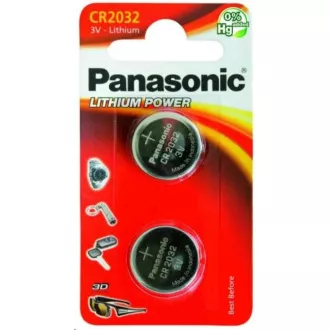PANASONIC lítium elem (gombos) CR-2032EL / 2B 3V (buborékfólia 2db)