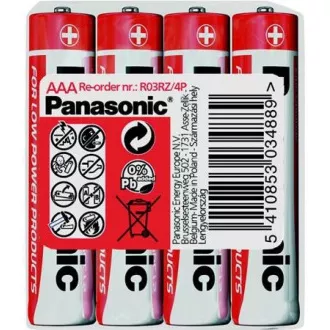 PANASONIC cink-szén akkumulátorok vörös cink R03RZ / 4P AAA 1,5 V (zsugorodás 4db)