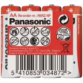 PANASONIC cink-szén akkumulátorok vörös cink R6RZ / 4P AA 1,5 V (zsugorodás 4db)