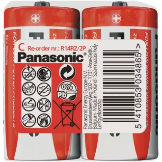 PANASONIC cink-szén akkumulátorok vörös cink R14RZ / 2P C 1,5V (zsugorodás 2db)