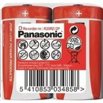 PANASONIC cink-szén akkumulátorok vörös cink R20RZ / 2P D 1,5V (zsugorodás 2db)