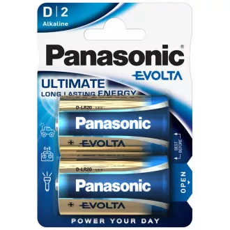 PANASONIC alkáli elemek EVOLTA Platinum LR20EGE / 2BP D 1,5V (buborékfólia 2db)