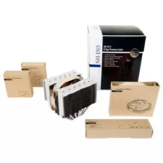 NOCTUA processzorhűtő NH-D15, 2x 140mm, LGA1851, AM5, barna/ezüst