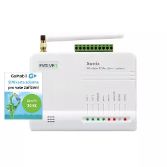 EVOLVEO Sonix - vezeték nélküli GSM riasztó (4 távirányító, PIR mozgásérzékelő, ajtó / ablak érzékelő, külső hangszóró, Android / iPhone