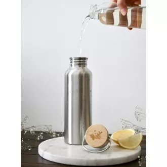 Pandoo Rozsdamentes acél vizes palack bambusz fedéllel 750 ml