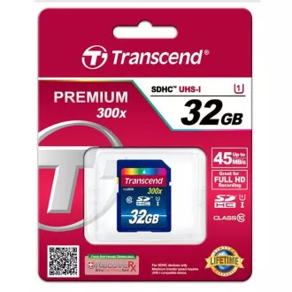 TRANSCEND SDHC kártya 32 GB Premium, Class 10 UHS-I, 300X