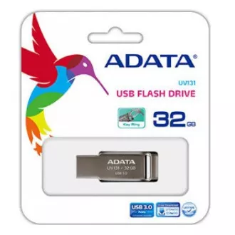ADATA Flash Disk 32 GB UV131, USB 3.1 Dash Drive, króm, fém, szürke ADATA Flash Disk 32 GB UV131, USB 3.1 Dash Drive, króm, fém, szürke