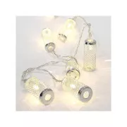 Eurolamp LED fénylánc fém hengerrel, meleg fehér, 10 LED, 1 db