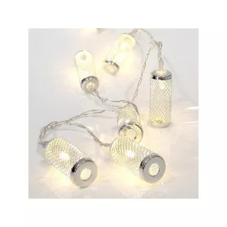 Eurolamp LED fénylánc fém hengerrel, meleg fehér, 10 LED, 1 db